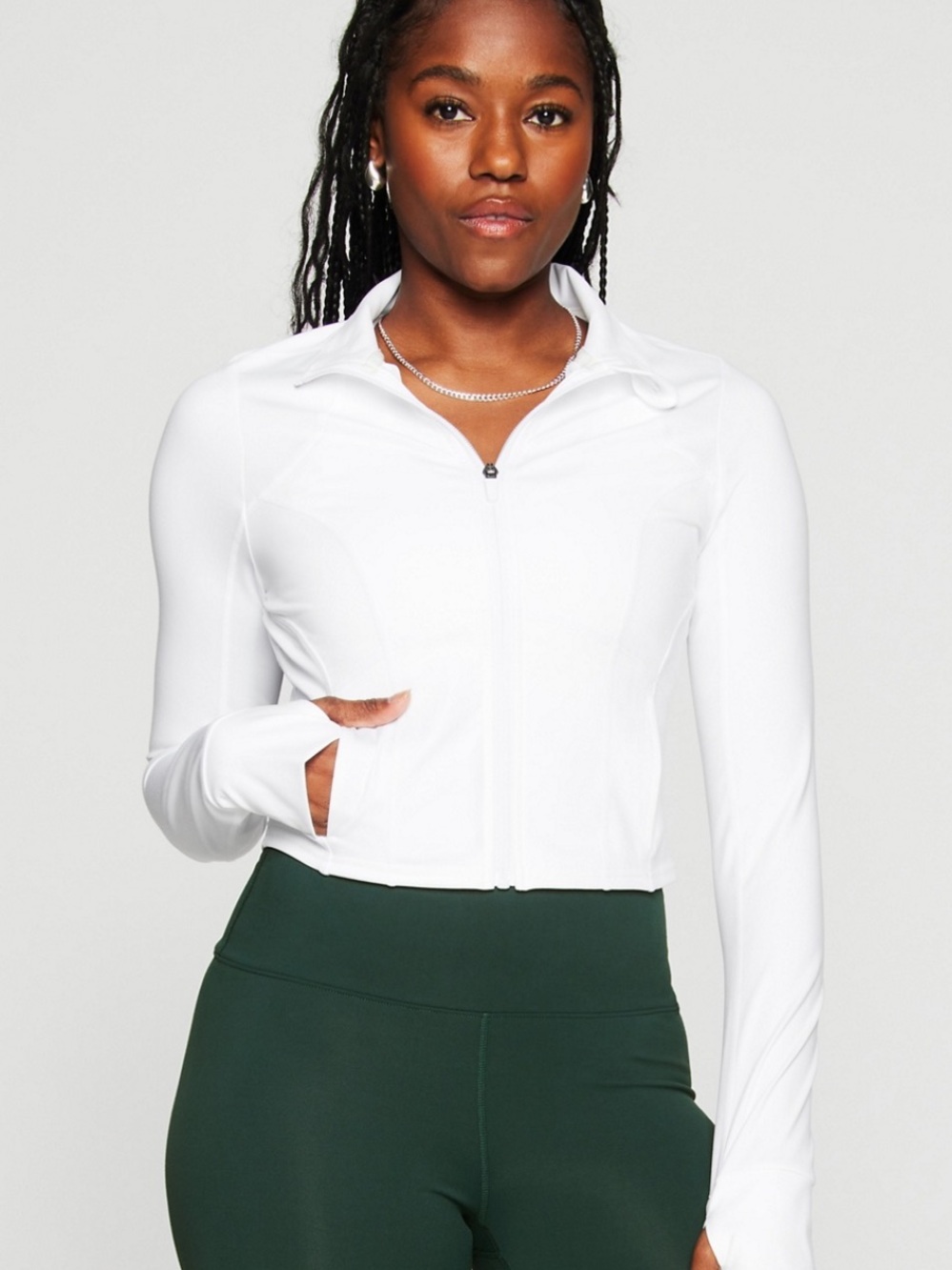 Fabletics Perfect Storm Cropped Train Jacket in Classic White NWT Size XXL/1X
